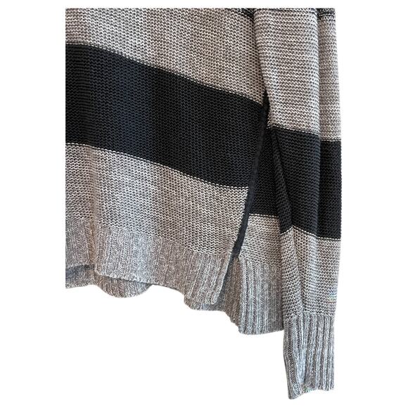 Eileen Fisher Organic Linen Striped Sheer Knit Sweater Gray Black Size Small - Picture 3 of 7